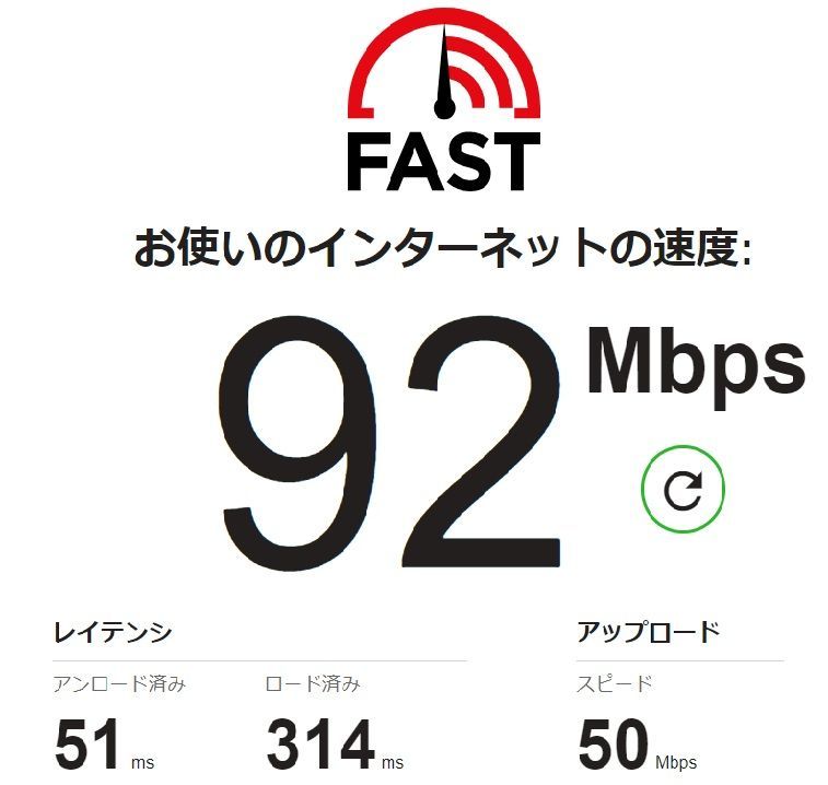 アンテナ交換後の回線速度